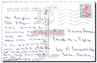 Cannes — La Croisette, w tle: Le Suquet — wydawnictwo S.E.P.T. 36, Rue Gorbella — Rewers