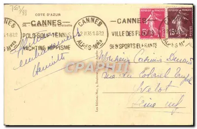 Cannes — Widok z Croisette — Les Éditions Sainte-Agathe — Rewers