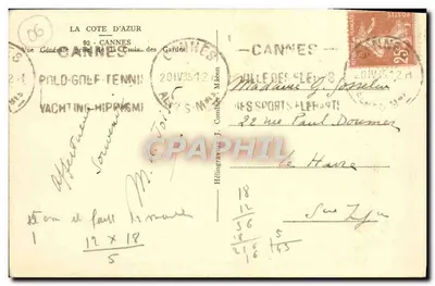 Vista Geral de La Croix-des-Gardes — Cannes — editor J. Combier, n° 18 — Verso