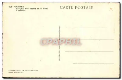 Cannes — Quai des Yachts i Mont Chevalier — kolekcja «La Côte d'Azur» — Rewers