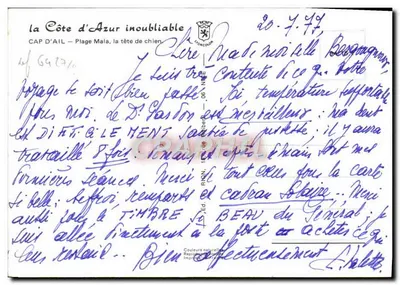 Cap d'Ail — Plaża Malai — rybak na skałach — wydawca Lyoncolor — Rewers