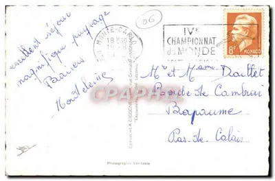 Cap d'Ail — Vista general, La Punta San Lorenzo y el Capo Rosso — La Cigogne — Reverso