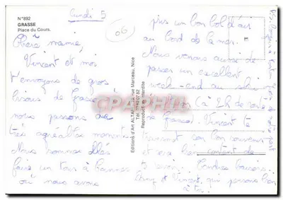 Grasse - Place du Cours — Ediciones de Arte ALTARE, NICE, n°892 — Reverso