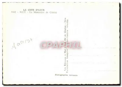Klasztor w Cimiez — Nice — Wydawnictwo « Mar » — Rewers