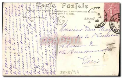Kaplica klasztoru Cimies — widok budynku z religijnym duchownym — ND Fot, nr 420 — Rewers