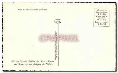 A Alta Vale do Var — Rota das Alpes e das Gorges de Daluis — editada pela Génerale Nationale du Cévennes, Paris — Verso