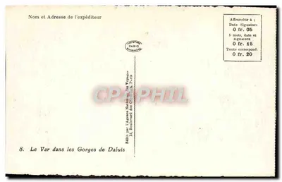 Le Var w Gorge Daluis — Wydawca: Narodowa Agencja Podróży, Paryż — Rewers