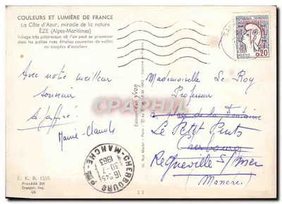 Éze — Village pittoresque — Éditions d'Art Yvon — Verso