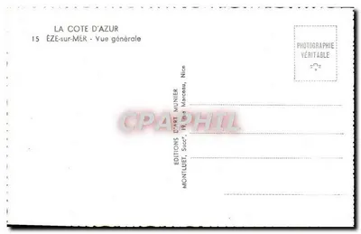 Éze-sur-Mer — Widok ogólny — Wydawnictwo Art Munier, Nice — Rewers