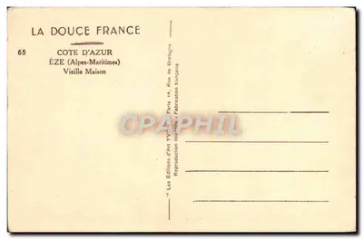 Éze — Vieille Maison — Les Éditions d'Art Yvon, Paris — Verso