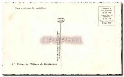 Ruïnes van het Kasteel van Guillaume — uitgegeven door de Nationale Agence 'Goyage', Parijs — n°11 — Achterkant