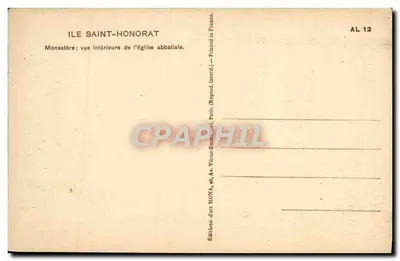 Wyspa Świętego Honorata — widok wnętrza abbatii — Wydawnictwo sztuki MONA, Paryż — Rewers