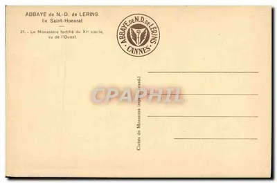 Abbaye de Notre-Dame de Lérins — Zamek klasztorny z XI wieku — Cannes — Rewers