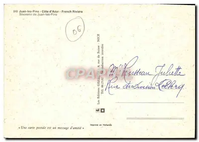 Juan-les-Pins — Cidade balnear da Costa Azul — Éditions GILLETIA — Verso