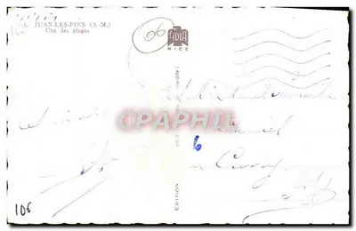 Juan-les-Pins (A.M.) — Uma das praias — Edição Adia, Nice — Verso