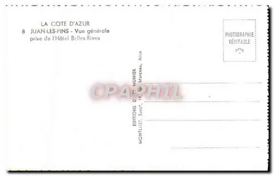 Juan-les-Pins — Allgemeiner Blick vom Hotel Belles-Rives — Éditions D'Art Munier, Nice — Rückseite