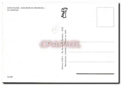 Mandelieu-la-Napoule — widok panoramiczny — Éditions S.E.P.T. — Rewers