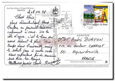 Menton — Costa Azul — Éditions du Plan — Verso