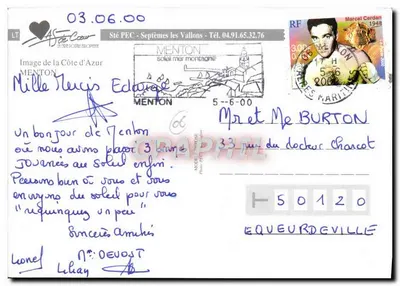 Menton — widok panoramiczny i port — wydawca Menton Graphil — Rewers