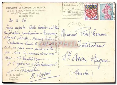 Menton — vue du port avec pêcheur — Éditions d'Art Marial, Paris — Verso