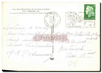 Port Garavan w Menton — Côte d'Azur — Wydawca TADIA, nr 5031 — Rewers