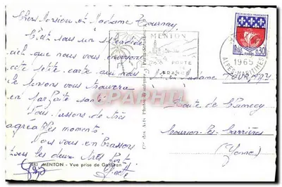 Menton — Vista tirada de Gattaran — C° dos Artes Fotográficas — Verso