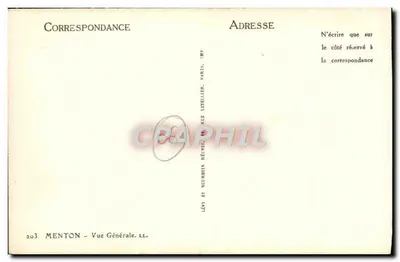 Menton — Ogólny widok — Lévy et Neurdein, Paryż — Rewers