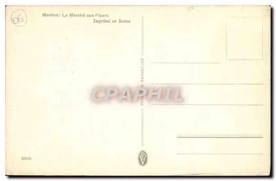 Menton: A Feira das Flores — Impresso na Suíça — editor G. Duret, n° 869/B — Verso