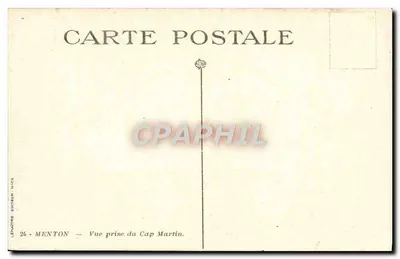 Menton — Widok z Cap Martin — Wydawca Lématre, Nice, nr 24 — Rewers