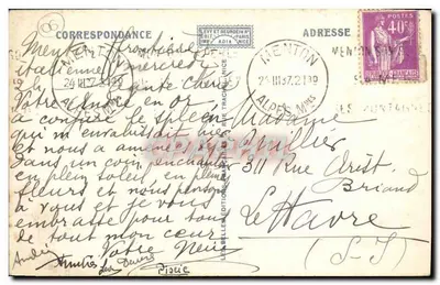 Menton — Avenue de la Frontière — Aldia, n°118 — Verso