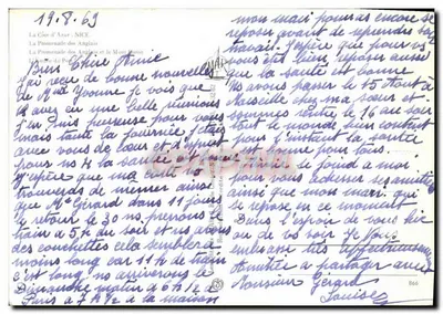Nice — widok Promenady Anglijskiej i portu — wydawca nieodczytalny — Rewers