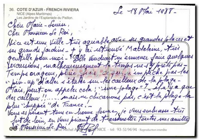 Nice - Riviera Côte d'Azur — Les Jardins de l'Esplanade — Verso