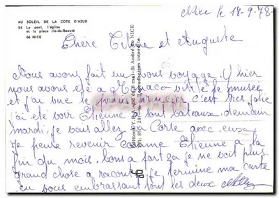 Nizza — Il porto, la chiesa e la piazza Ile-Beauté — Edizione Y.P.A.-86 — Verso