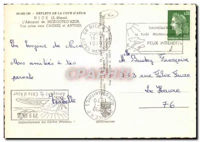 Aeroporto di Nizza-Côte d'Azur — vista verso Cagnes e Antibes — editore IRIS — Verso