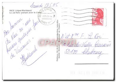 Nice (Alpes-Maritimes) — Autobus ferry wyruszający w kierunku Korsyki — Wydawnictwo M.L.R., Menton — Rewers