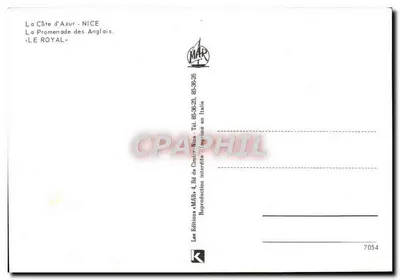 La Promenade des Anglais — Nizza — Hotel Le Royal — Edities MAR — Achterkant