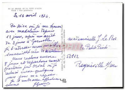 Ogólny widok Nicei — Półwysip Azorski — Wydawnictwo Y.P.A. Nîmes — Rewers