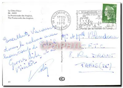 La Côte d'Azur — La Promenade des Anglais — reproduktie CPGAPHIL n°51 — Achterkant