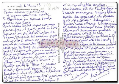Vista da Promenade des Anglais em Nice — Edições d'Art Altar — n° 155 — Verso