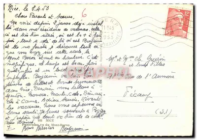 Panorama visto do Mont-Boron — Nice — editor C.A.P. n°165 — Verso