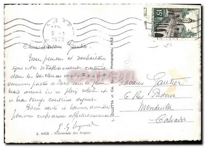 Widok Promenady Anglijskiej w Nicei — L. Gilletta et Cie, NICE — n° 06 — Rewers