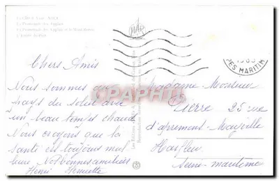 Niza — vista de la Promenade des Anglais y del puerto — editor Les Éditions A. B. 4, Imprenta en Italia — Reverso