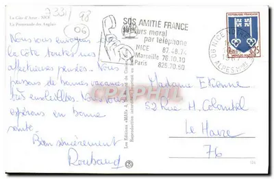 La Côte d'Azur - Promenada Anglijska - Wydawnictwo « AMITIÉ FRANCE » — Rewers
