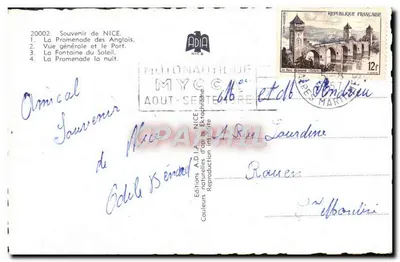 Nice — Souvenir de Nice — Éditions ADIA, n° 20002 — Rewers