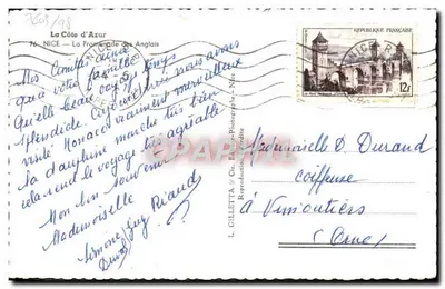 A Costa do Azul — A Promenade dos Ingleses — L. Gilletta & Cie, Editor-Fotógrafo, Nice — Verso