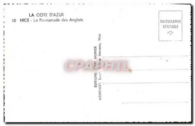 Nice — Promenada Anglików — Éditions d'Art Munier, n°10 — Rewers