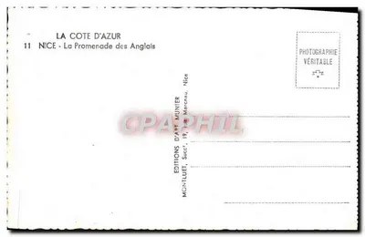 Nice — Promenade des Anglais — widok panoramiczny — Éditions D'Art Munier, n°11 — Rewers