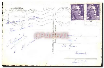 La Costa Azzurra — La Promenade des Anglais — L. Gilletta & Cie, NICE — Verso