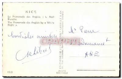 Nice — La Promenade des Anglais : la Nuit Blanche — Éditions de Luxe LAVELLE & Cie — Rewers