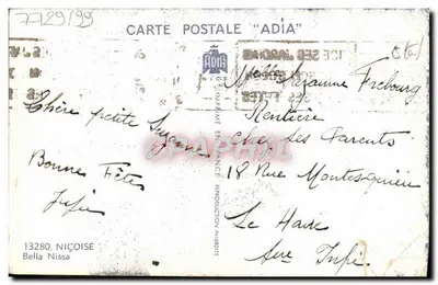 Petite fille avec parapluie — scène de jardin — éditeur ADIA, n° 7729/99 — Rückseite